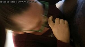 She sucks that interracial cock like a pro queen in casual blowjob tale