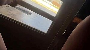 flashing my juicy pussy on the platform to tease neighbors nearby