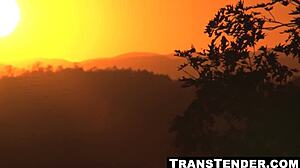 Redhead shemale khloe kay takes dick deep in her tight hole.