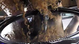 Horny Indian babe Lily spanks her big ass in bondage