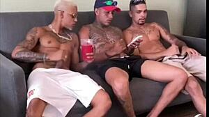 after beach workout this muscular brazilian oils up for dirty interracial pegao