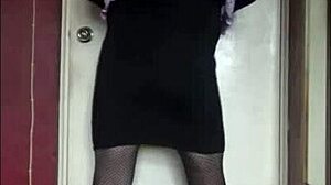 shy crossdresser swallows his own pee craving yours in homemade garage fun