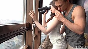 Guy Fucks Muscular Dude Bareback On Balcony With Real Orgasms