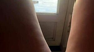 flashing my juicy pussy on the platform to tease neighbors nearby