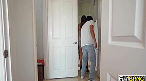 Kenzie Love catches burglar, bends over big ass for doggystyle pounding then facial cumshot