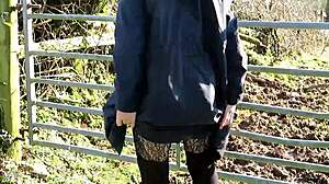 Kinky housewife bares all outdoors homemade