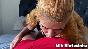 she drools on thick cock then rides deep for hot creampie finish