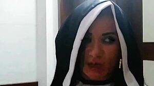 Innocent Halloween Nun Gets Creampie Facial From Big Cock!