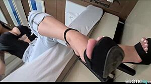 Foot femdom punishes dirty slave with extreme licking and spitting humiliation