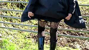 Kinky housewife bares all outdoors homemade