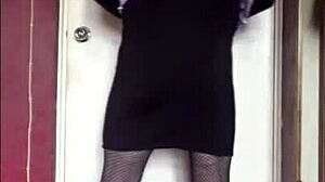 shy crossdresser swallows his own pee craving yours in homemade garage fun