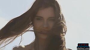 petite russian kate chromia rips clothes and bares hairy pussy outdoors!