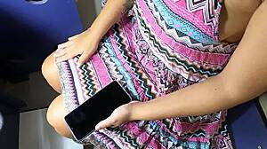 hey unknown brazilian milf! press that fat dick with your phone on public train flashing!