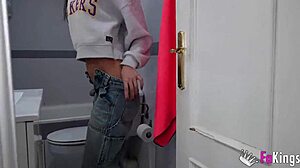 I watched petite Sofia Sweet squeeze that 10-inch cock hard like a nympho