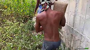 Young 18YO Teases Fuck On Granny's Outdoor Mat