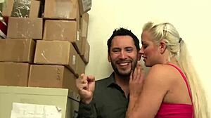 Office turns wild after hours for curvy pornstar's rough blowjob!