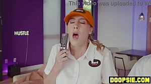 busty milf punishes two horny technicians caught snooping in garage