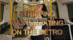stripping on metro fingering shaved pussy with toys preview