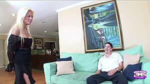 angry milf deepthroats son's friend then rides him hard