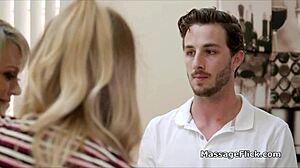 horny milf teen share masseur's cock in steamy threesome