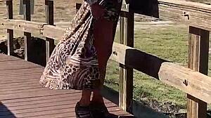 staci's leopard print feet tease in public trans outdoor romp