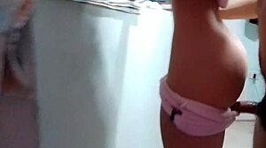 hermanastra lets hermanastro rub and fuck her pink pussy with condom