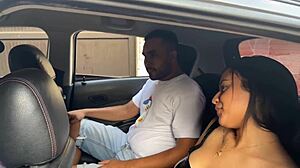 real colombian bbw gags deepthroat in uber car