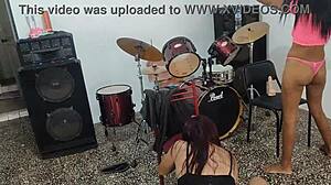 milf morena masturbates dildo with indigenous friend on nye