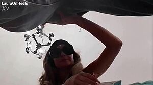 Milf gags on huge cock then swallows massive load