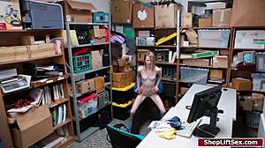 petite blonde teen small tits shoplifter deepthroat blowjob fucked at work office