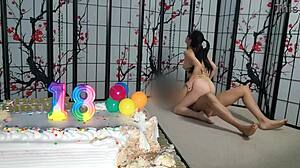 happy 18th birthday cute pigtails japanese teen student cheats boyfriend skinny blowjob