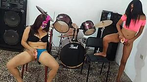 milf morena masturbates dildo with indigenous friend on nye