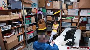 petite blonde teen small tits shoplifter deepthroat blowjob fucked at work office