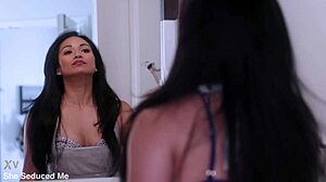 this cute asian babe's wet pussy needs your tongue before rough scissoring