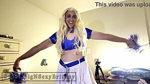 Big sexy Britney cheerleader deepthroats then anal fucked cumshot preview