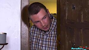 Milf wife Rayveness rides black cock as stepson spies hungrily