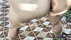 amateur russian couple bends for wild outdoor anal