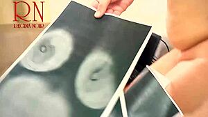 Office scanner exposes secretary boobs pussy mishap