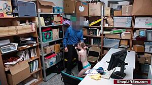 petite blonde teen small tits shoplifter deepthroat blowjob fucked at work office