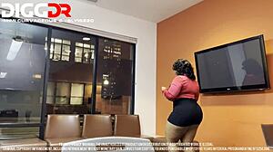 doctor stretches my curvy ebony ass and pussy rough during checkup