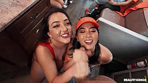 Cheerleader Ffm Threesome Ends In Facial Cumshots Reality Kings