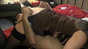 French Amateur Blonde Fucked Doggystyle in Satin Lingerie with Rimjob!