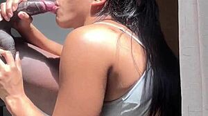 Big booty brunette deepthroats stepbro's cock amateur couple homemade Nysdel