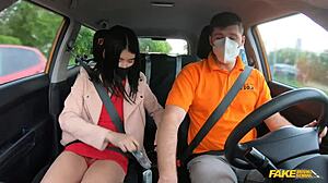 Hot Asian Babe Sucks My Burning Cock in Fake Driving School Adventure