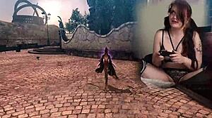 lovense gaming as sexy bimbo playing bayonetta ep 4 hits orgasm with vibrator vibes