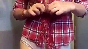 Petite milf's plump ass teases daddy's gaze