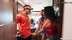 Cheerleader Ffm Threesome Ends In Facial Cumshots Reality Kings