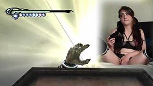 lovense gaming as sexy bimbo playing bayonetta ep 4 hits orgasm with vibrator vibes