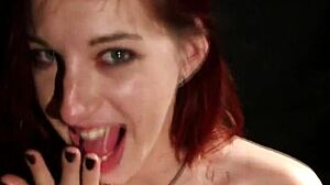 nasty babe slurps bukkake sperm loads drowning her face in jizz