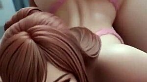 Green-Eyed 3D Hentai Babe's Huge Tits Bounce in Anal Creampie